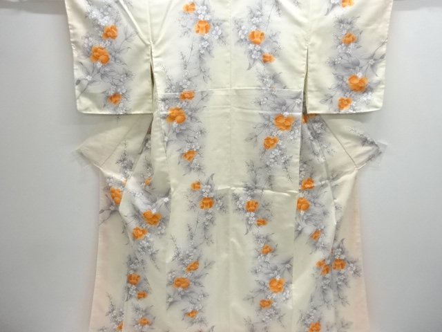 JAPANESE KIMONO / UNUSED KOMON / FLOWER & PLANT 